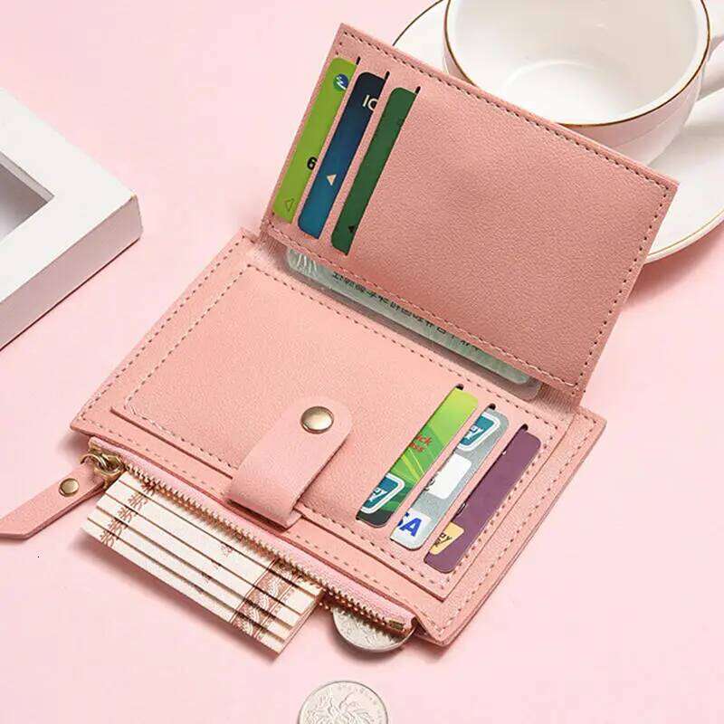 Simple PU Leather Short Ladies With Buckle Coin Purse Clutch Multi-Card Slot Card Holder Durable Zipper Wallet Z260205