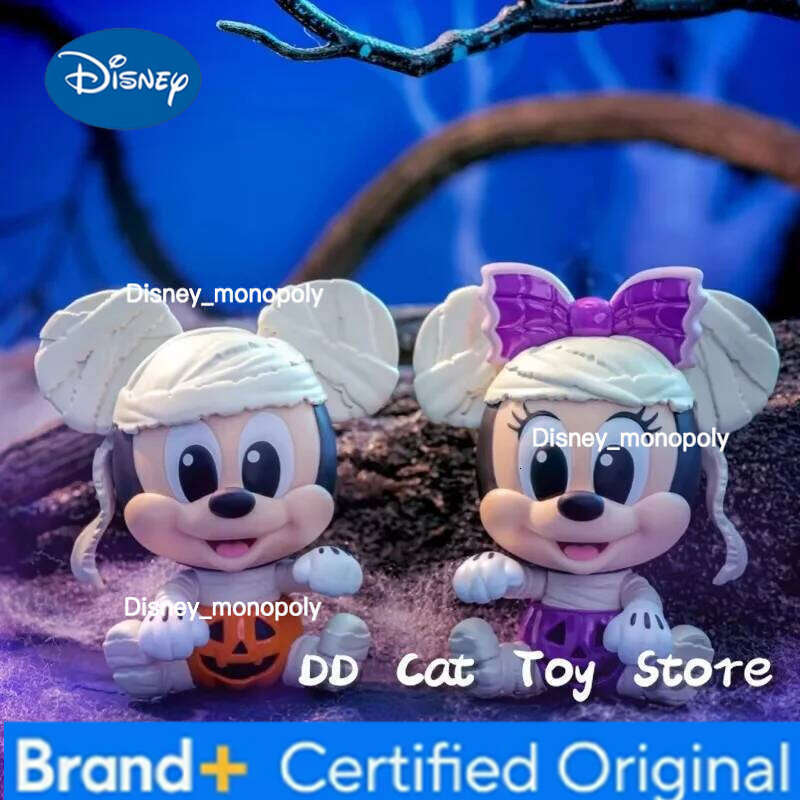 Disney New Original Hottoys Halloween Cosbi Blind Kawaii Stitch Mickey Chip Dale Action Figure Surprise Box Hallowmas Gift H260205