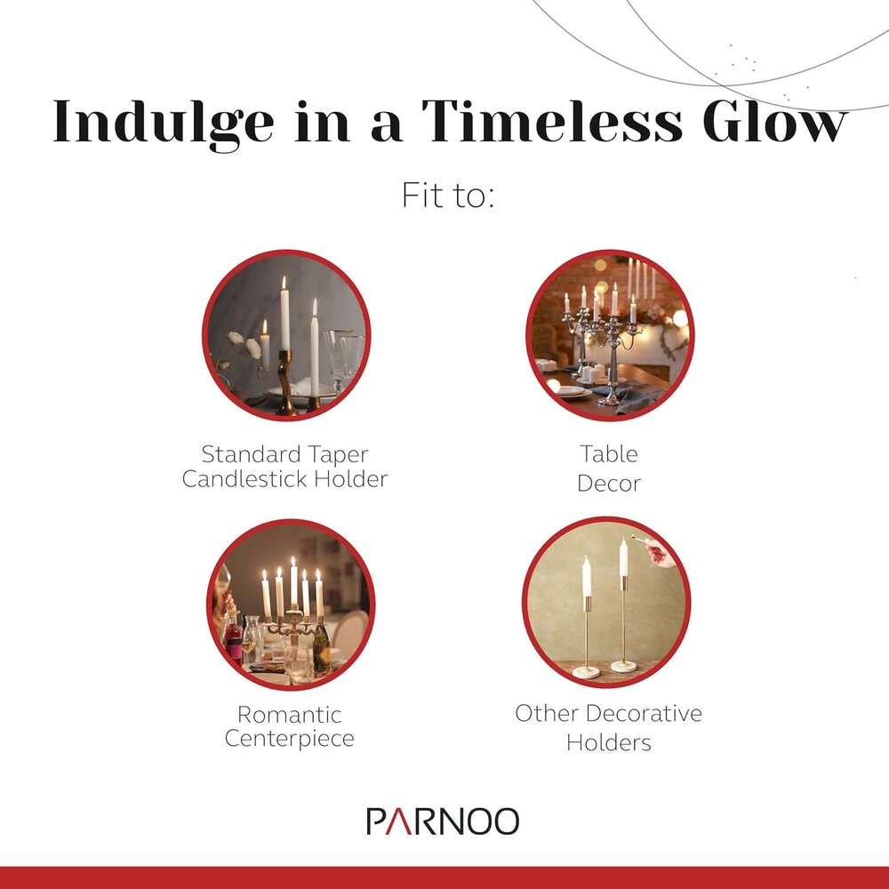 Tapered 80 Bulk Set of 6 Sticks 5 Hours Clean, Long-Burning Candlesticks Dripless Unscented & Hand-Dipped Tall for Dinners - White Taper Candles by PA