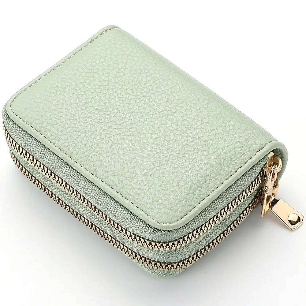 Women's Short Purse Lychee Print PU Leather Bank Credit ID Card Holder Zipper Coin Bag Z260205