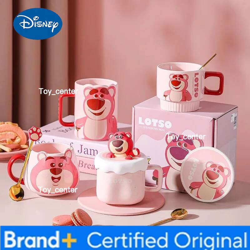 Disney Stitch Angel Mug Box 500ml Cartoon Spoon Ceramic Coffee Large Capacity Handle Water Cup Child Birthday Gift H260205