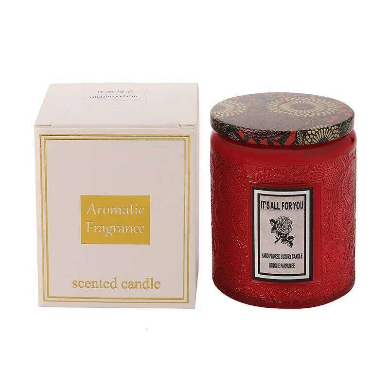 Soy Wax Candle Smokeless Aromatherapy Embossed Fragrance Glass Cup Home Decor Birthday Party Gift H260205