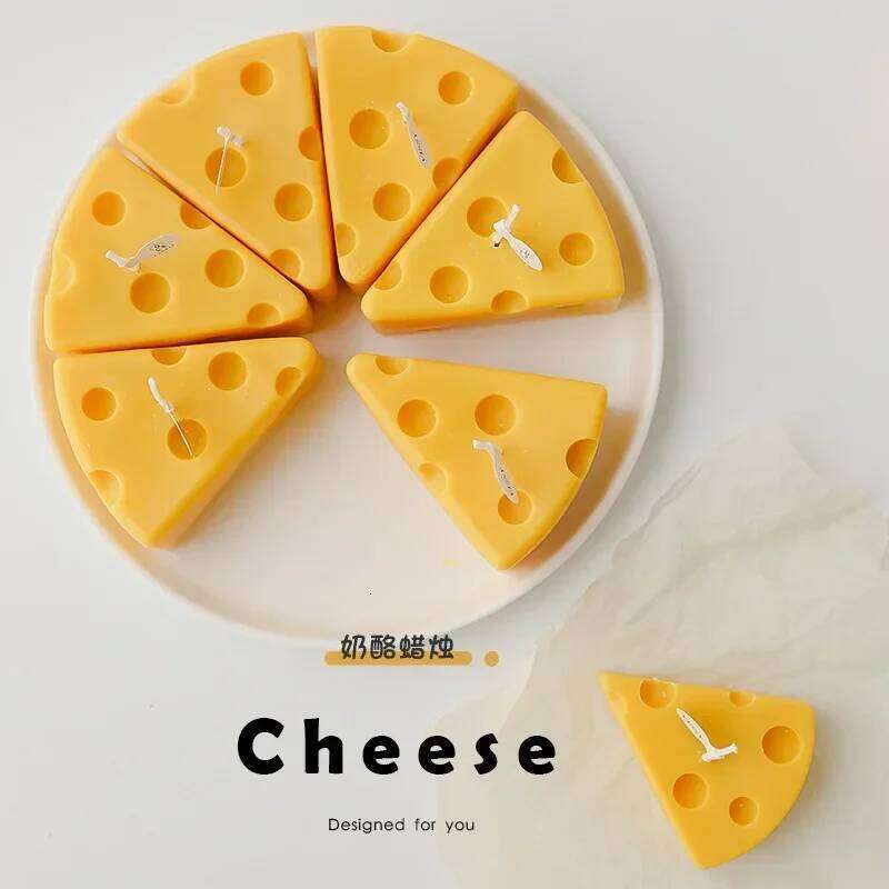 Cheese Shaped Scented Candles Yellow Cake Aromatherapy Candle Relaxing Birthday Gift Home Decoration Bedroom Ornament S260204
