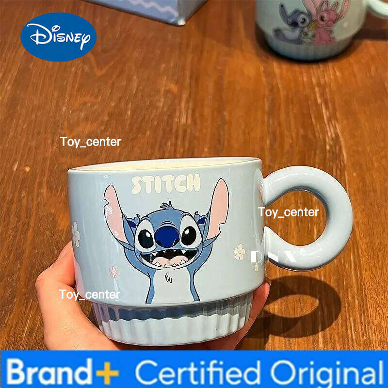 Disney Stitch Co-branded Cute Mug 2025 New Girl Cartoon Ceramic Water Four Piece Set of Home Coffee Cup Birthday Gifts H260205
