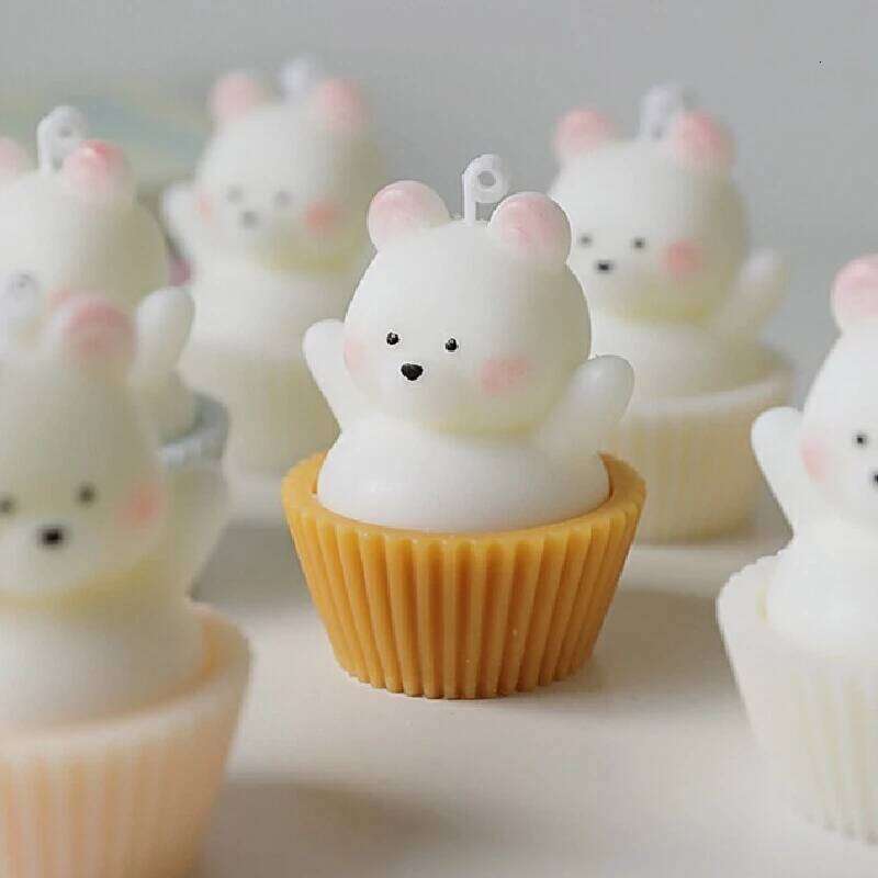 Cute Creative Simulation Teddy Bear Cake Aromatherapy Candle Diy Handmade Fragrance Cartoon Decoration Christmas Birthday Gift S260204