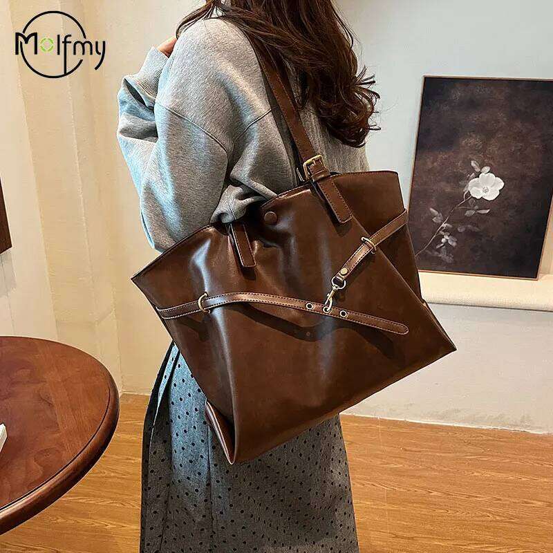 Bag Designer Retro PU Leather Shoulder Handbag for Women Winter Trend Y2K Fashion Handbags Females Travel Luxury Tote Bags Y260204