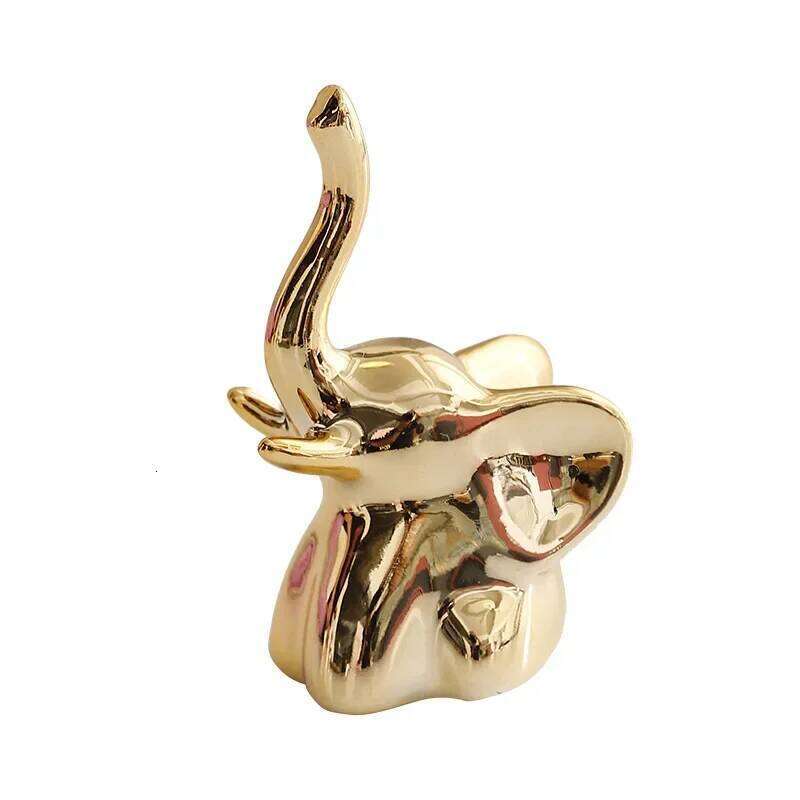 Ceramic Creative Elephant Rabbit Home Bedroom Makeup Desk Ring Necklace Jewelry Rack Animal Showcase Small Ornament S260204