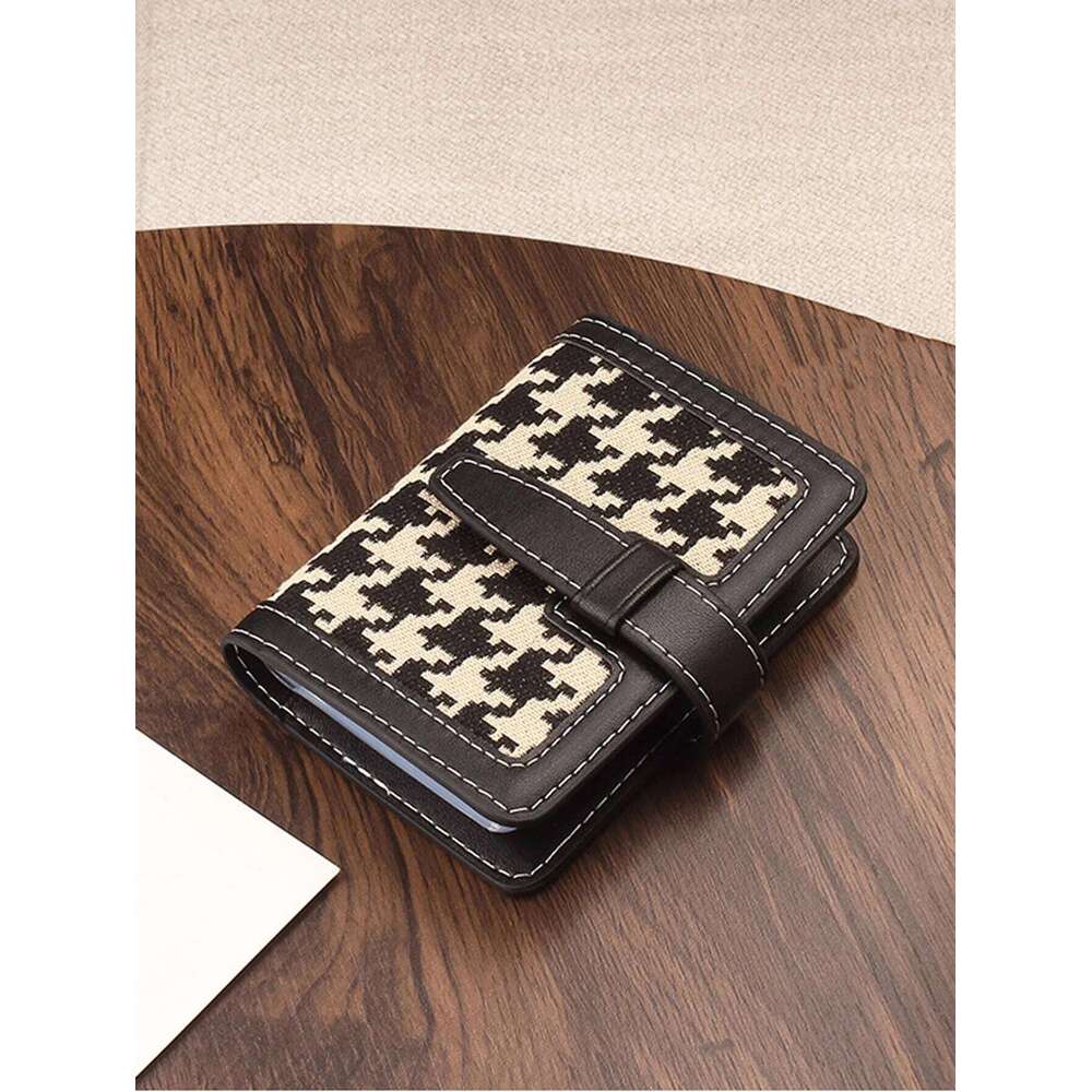 22 slot holders fashion PU leather coin anti demagnetization wallet organizer print/Houndstooth plaid card bag Z260205