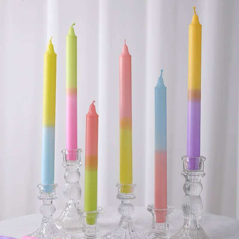2pc 20/25cm European-style Pole Two-color Soybean Mixed Wax Smokeless Long Candle For Banquets Atmosphere Decoration S260204