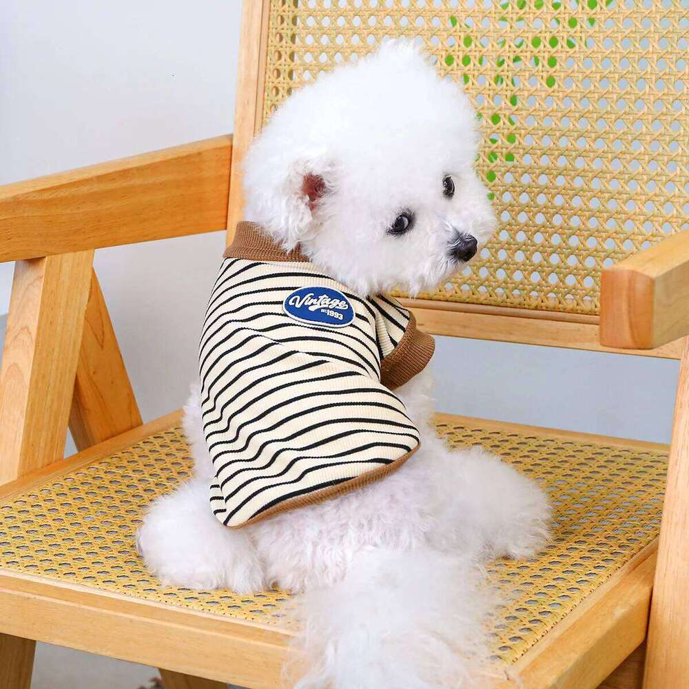Vintage Small Vest Pet Clothes Dog Cat Anti-hair Loss Summer Sleeveless Coffee Striped Jumper 26Y0205