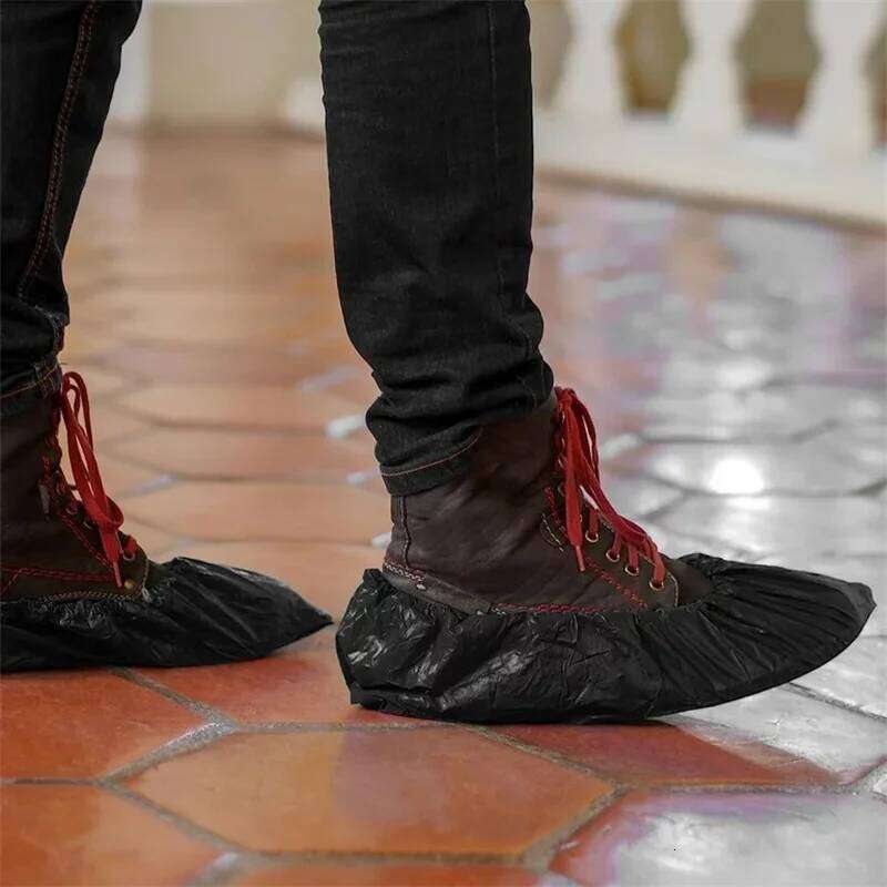 100PCS Disposable Non-Woven Dust Proof Boot Covers Anti Slip Shoe Booties Protectors for Indoors Floor Carpet S260204