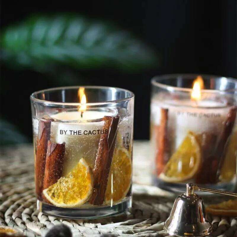Dried Flower Lemon Peel Cinnamon Jelly Aroma Candle Room Romantic Atmosphere Decoration Wedding Accompaniment Gift Set H260205