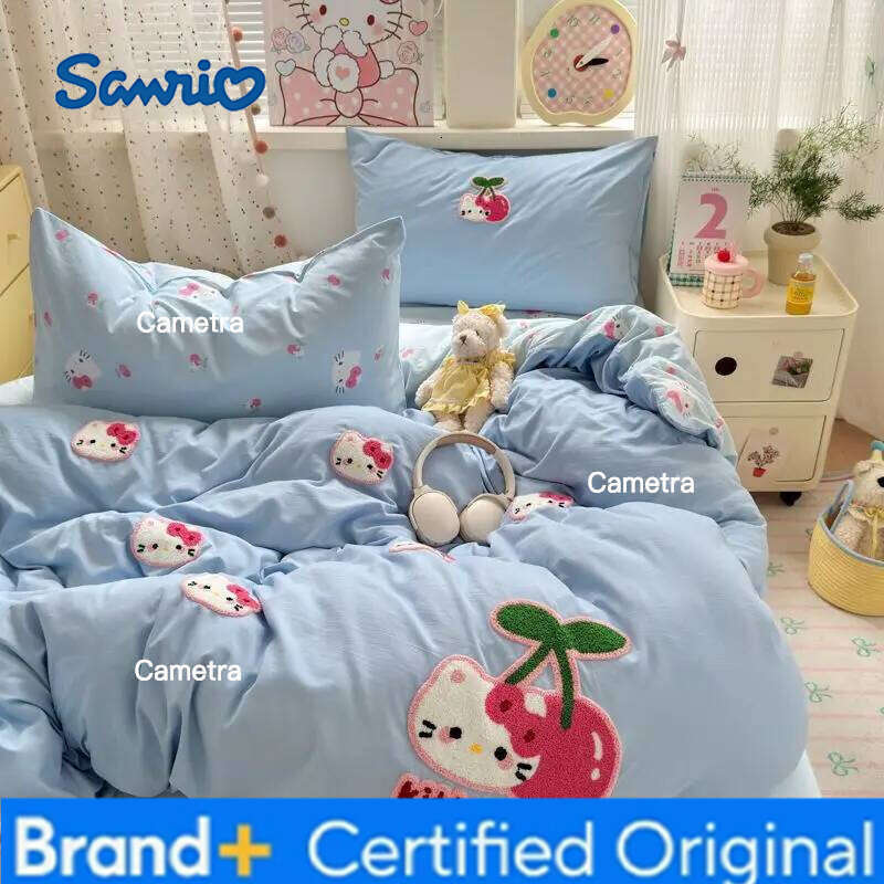 Sanrio Hello Kitty My melody Bed Four-piece Creative High-value Anime Embroidery Printed Girl Heart Bedroom Home Cute Supplies H2602051