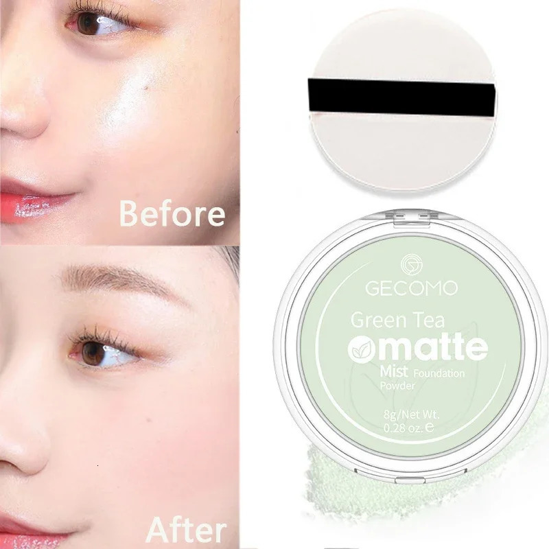 Green Tea Matte Face Mist Pressed Powder 24 Hour Oil Control Setting Foundation - Full Coverage Waterproof Makeup 260126