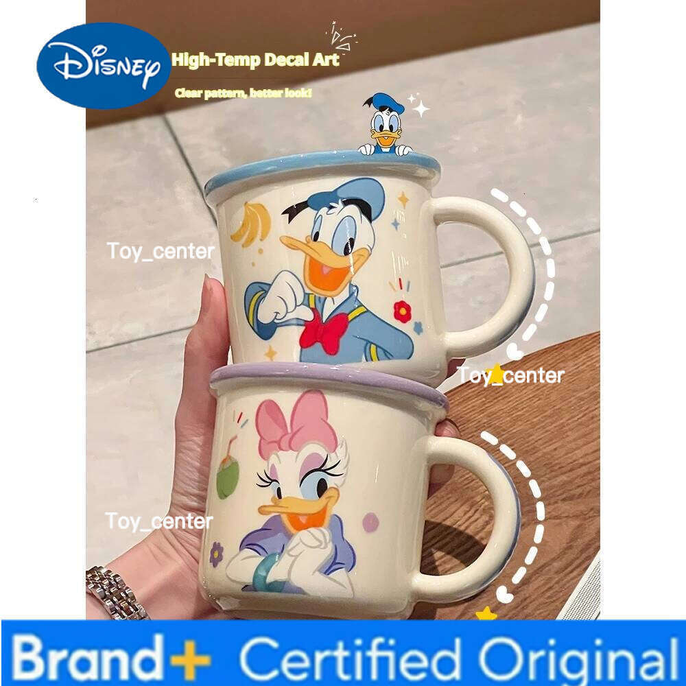 Disney Cute Mickey Mouse Ceramic Cups 350ML Underglaze Milk Mugs With Handgrip Household Porcelain Coffee Cup with Scale Kids Gift H260205