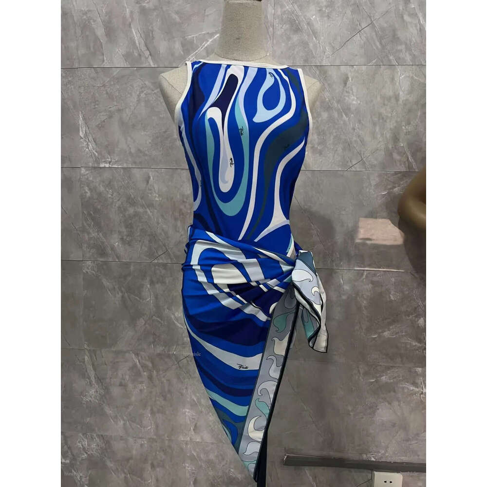 Puccii Clothing Colorful Women Swimwear Sexy Hollow swimsuit Designer Swimsuits Scarf Skirt Beachwear Sexy V Neck Beach Holiday Bathing Suit One Piece Swimsuit 72c