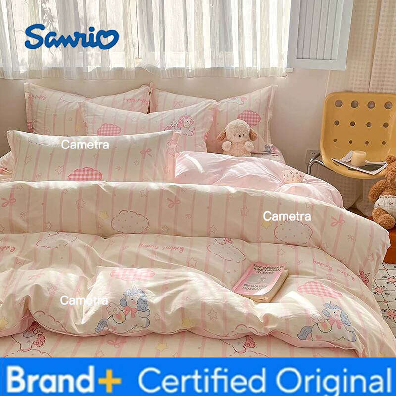 Sanrio 100% Cotton Cute Cartoon Bedding 1 Duvet Cover 2 Pillow Shams Breathable Bed Set Single/Double/King/240x220 H260205