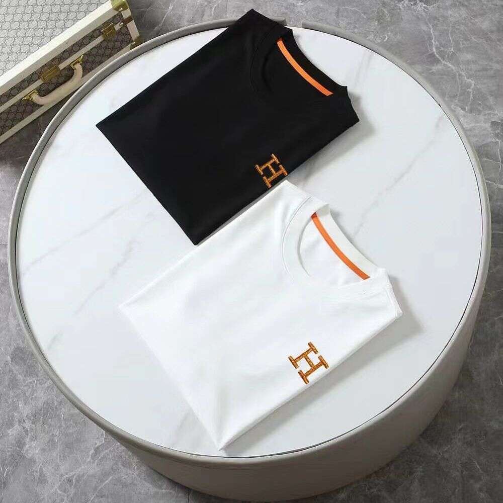 European And American Summer New Embroidered LOGO Round Neck T-Shirt Men's Fashion Casual Versatile Slim Fit Comfortable Short Sleeve