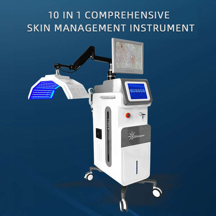 Clinic Use PDT LED 7 Colors Skin Laxity Improve Revitalization Oil Control Wrinkle Remove Acne Treatment Machine With RF BIO Vacuum Dermabrasion Ice H