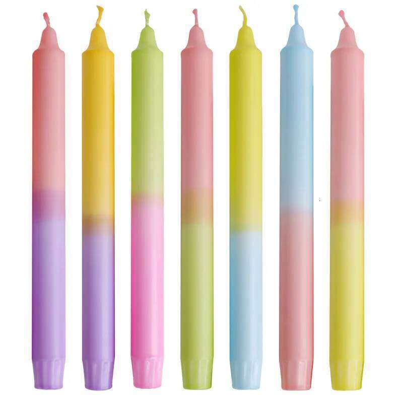 2pc 20/25cm European-style Pole Two-color Soybean Mixed Wax Smokeless Long Candle For Banquets Atmosphere Decoration S260204