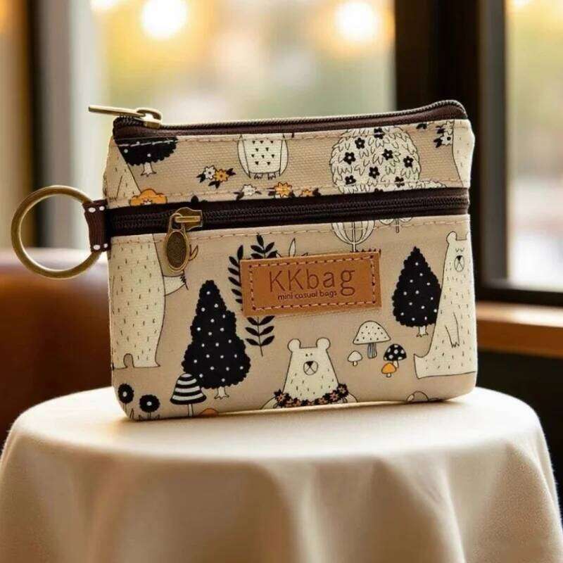 Women Polyester Cartoon Print Keychain Wallet Small Card Organizer Key Pouch Ladies Money Bag Coin Purse for Children Girls Boys Z260205