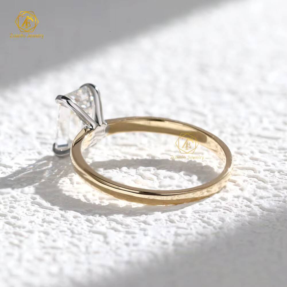 IGI Solid 14K 18K Gold 2CT D VS1 Emerald Cut Lab Diamond Rings IGI Wedding Diamond Engagement Ring for Her
