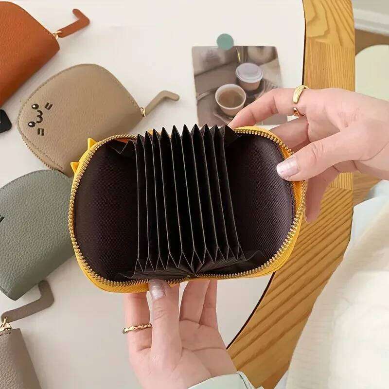 Cartoon Cat shaped design Wallet Women's Multi-card slots Cute Fashion Faux Leather Coin Purse Creative ID Card Holder Z260205