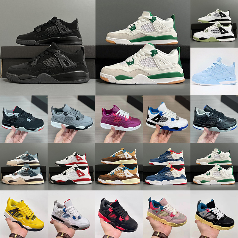 Designer 4S Kids Basketball shoes Toddlers Chicago 4 Black Cat Red Infant Boy Girl Sneaker Fashion Baby Trainers Children footwear Athletic Outdoor Eur 25-37