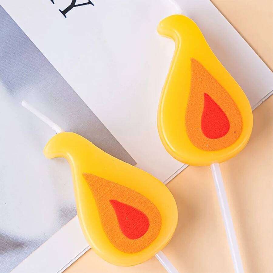 Yellow Cake Retro Cartoon Flame Birthday Candle Internet Celebrity Christmas Decoration S260204