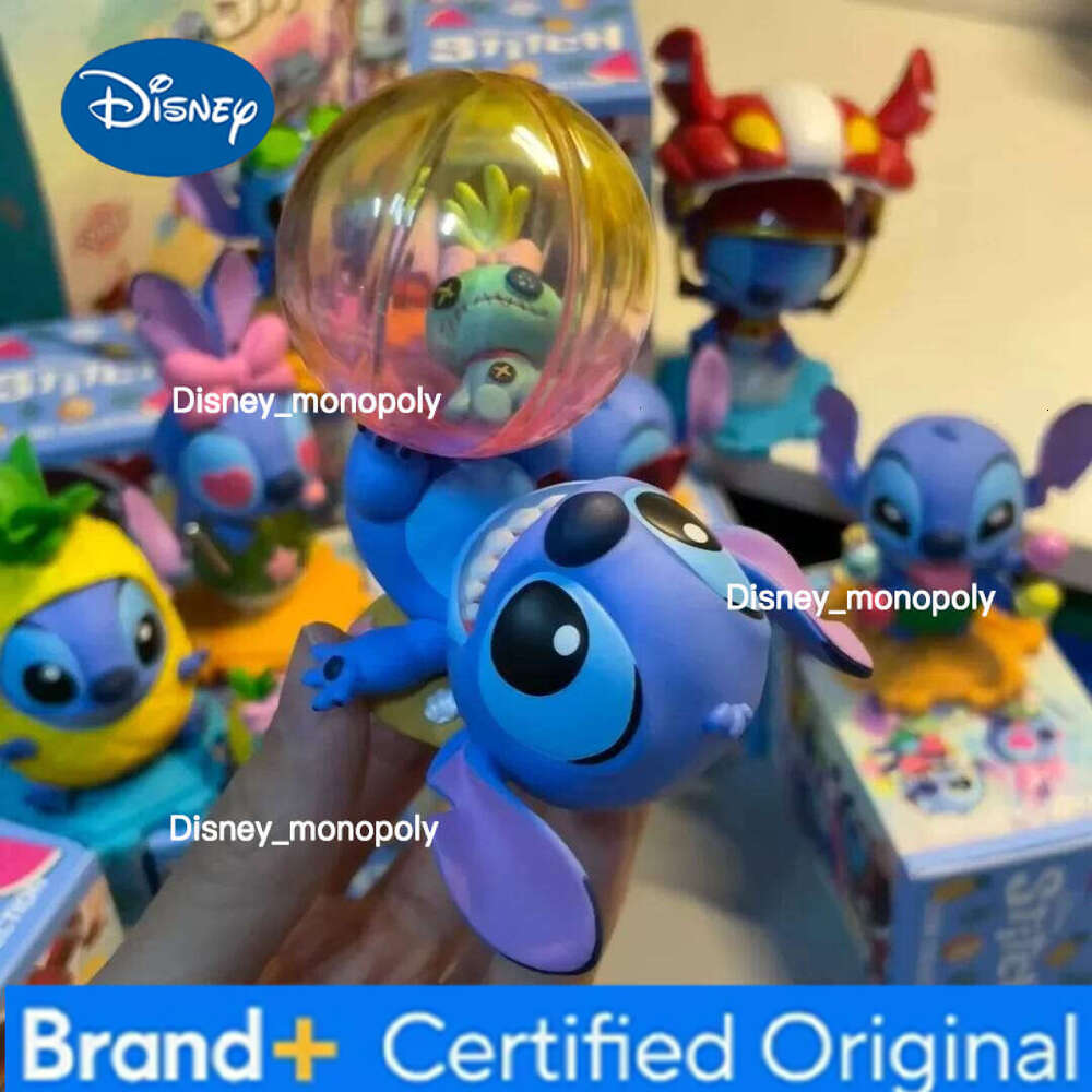 Disney Hot Toys Original Starcraft Baby Holiday Series Stitch Blind Box Mini Collection Doll Q Edition Trendy Play Figurine Gift H260205
