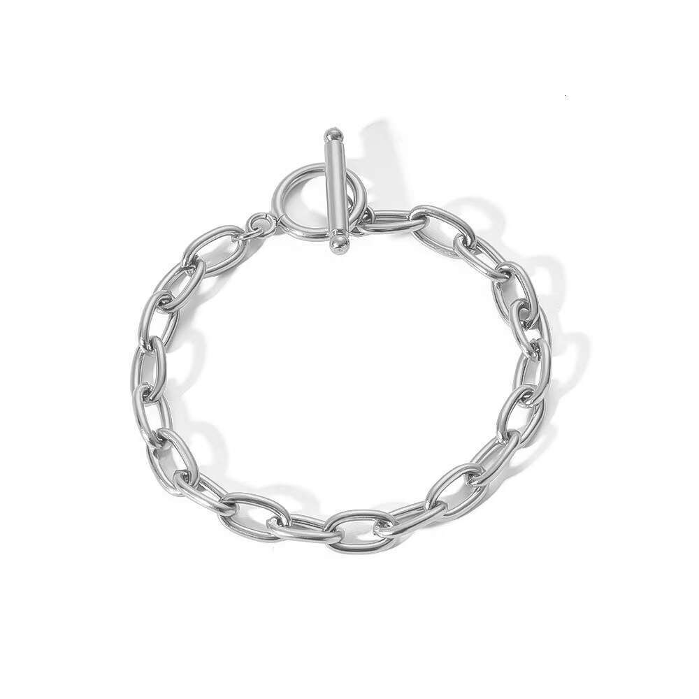 New Fashion Simple Cross Paperclip Stainless Steel Bracelet for Women Vintage Gold OT Buckle Exquisite Versatile Jewelry