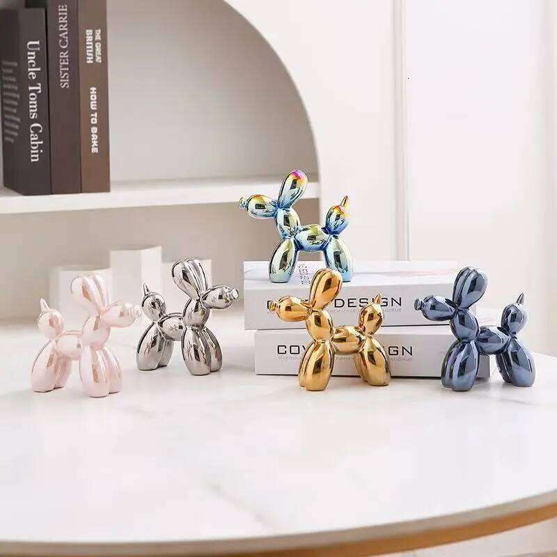 ceramics Balloon Dog Sculpture Home Decor room Decoration Accessories Office Nordic Animal Decorative Sculptures and Figurines S260204