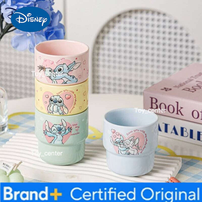 Disney Stitch Cartoon Anime Couples Mug Cute Ceramic Tea Coffee Printing Milk Cup Set Home Decoration Kawaii Gift for Girls H260205