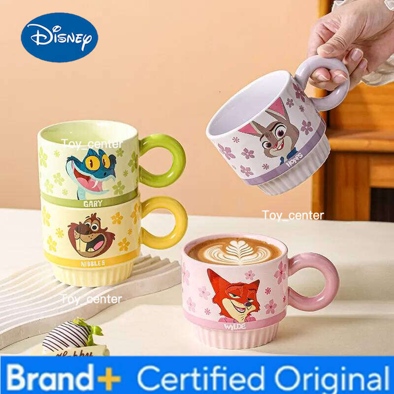 Disney Zootopia Series Cute Mugs Girls Cartoon Ceramic Water Cups 4 Pieces Set Creative Office Coffee Cup Birthday Gifts H260205