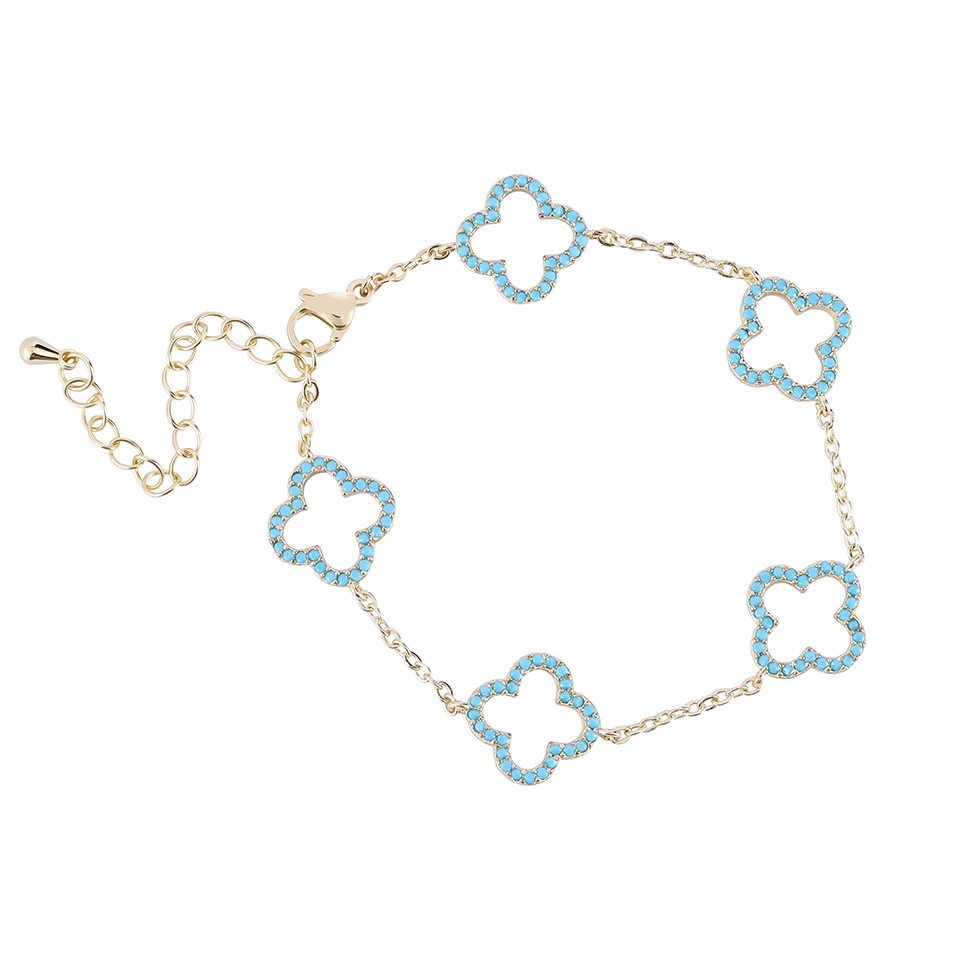 New Copper Inlaid Light Luxury Four-Leaf Clover Full Zirconia Bracelet for Women Simple Versatile Fashion Commuting - view 7