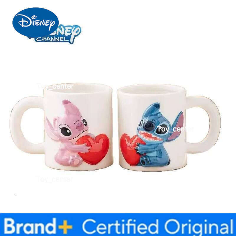 Disney 2pcs Lilo&Stitch Ceramic Pair Stitch Angel Home Drinking Coffee Mug Gift Set H260205