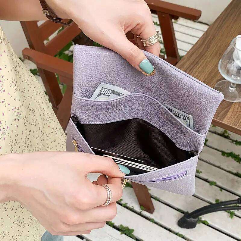 Fashion PU Leather Envelope Wallets Metal Buckle Korean Style Women Long Clutch Zipper Coin Purse Change Bag Outdoor Z260205