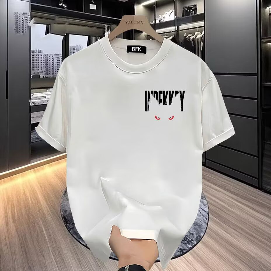 hot Free delivery Men's T-Shirts Summer men's slim fit short sleeved T-shirt made of pure cotton breathable and slimming commuting T-shirt