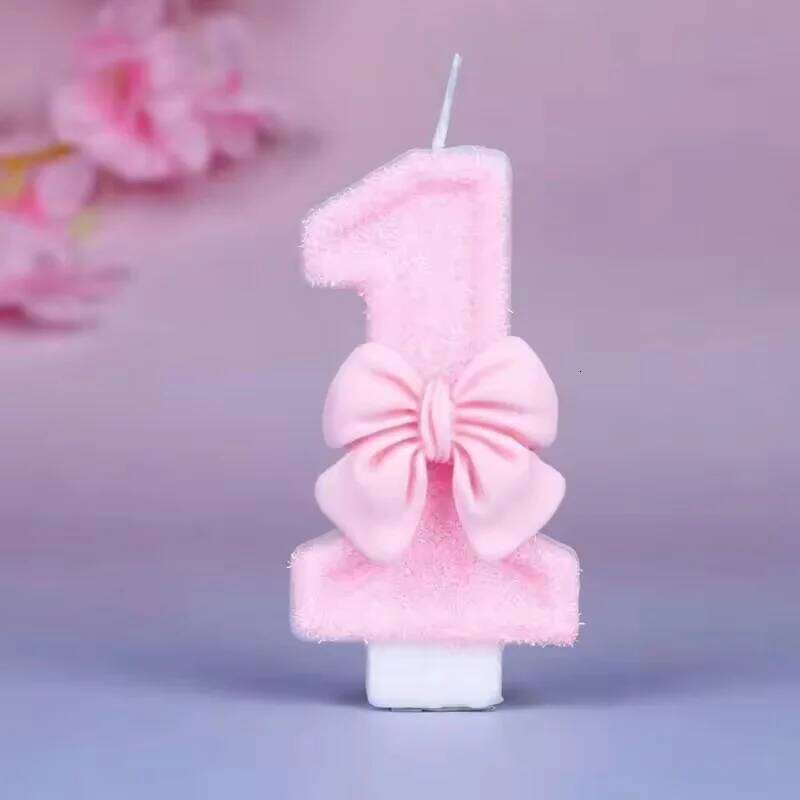 Creative 0-9 Number candles new girl pink bow With Birthday Party Anniversary Cake Decoration S260204