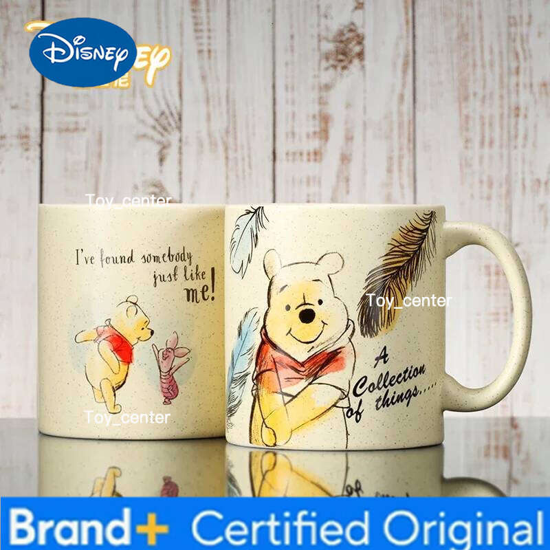 Disney 500ml water Winnie ceramic cute cartoon milk cup large capacity covered travel mug Handgrip Ceramic H260205
