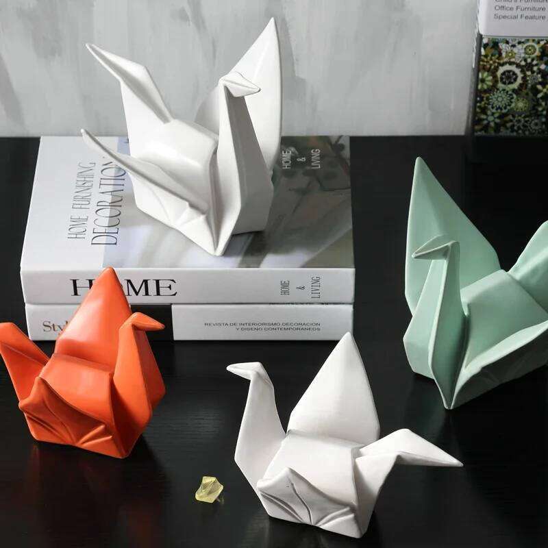 Creative Modern Bird Statue Abstract Ceramic Origami Animal Sculpture, Office Living Room Desktop DecorationsHome Decor Figurine S260204