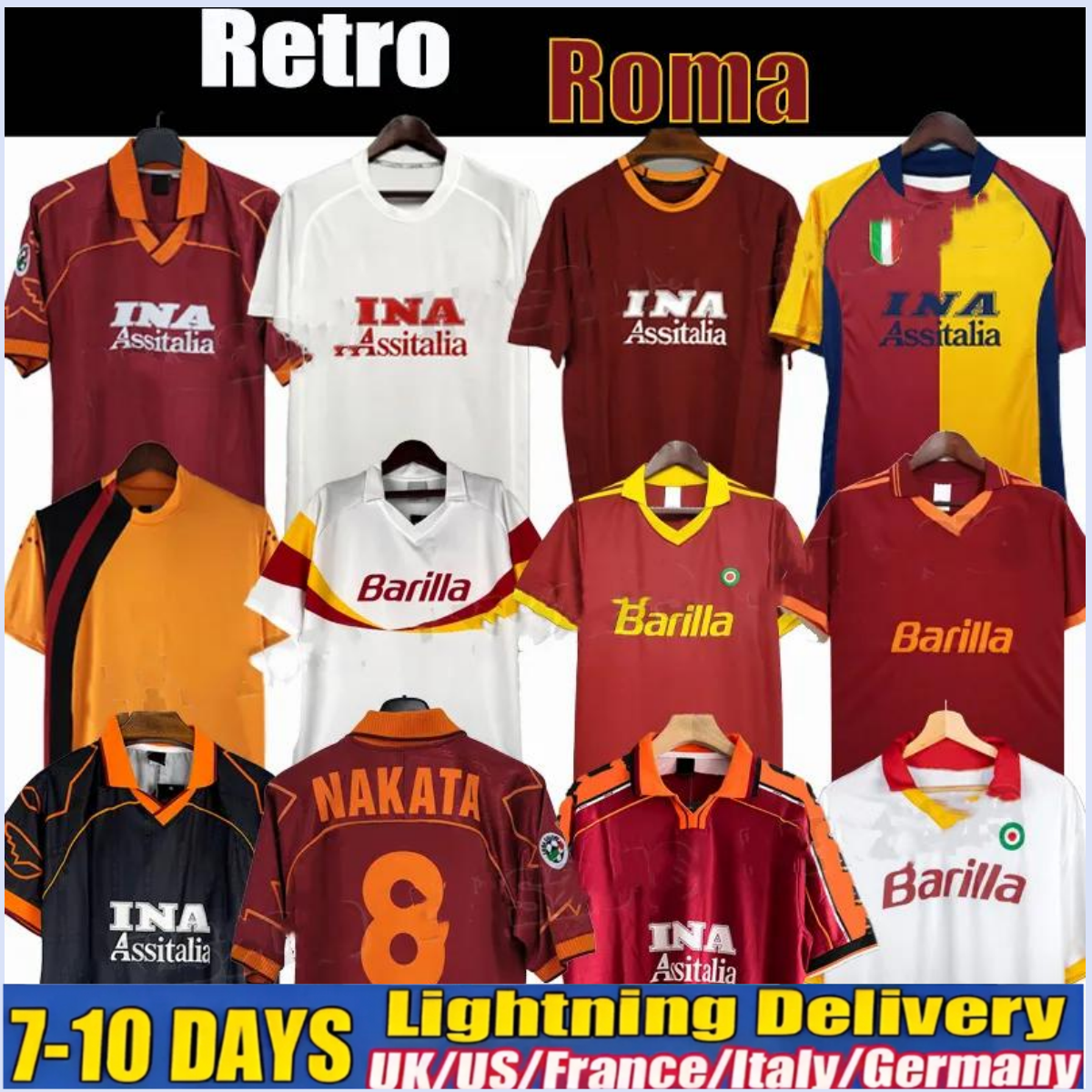 Retro soccer jerseys TOTTI shirt 89 90 91 92 94 95 96 98 99 BATISTUTA vintage Classic maillot de foot Nakata Montella retro football jersey
