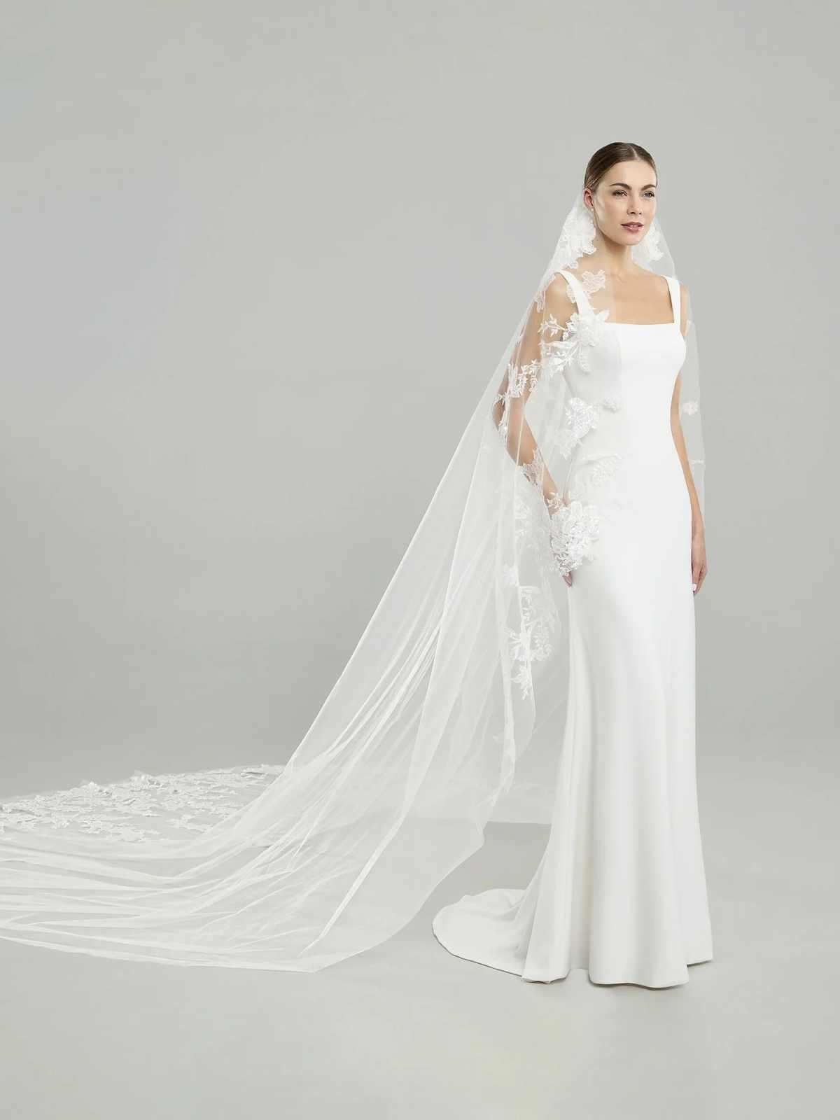 Gorgeous Lace Appliques Edge Bridal Veils 3M athedral Length Veils One Layer With Comb Customized Wedding Accessories