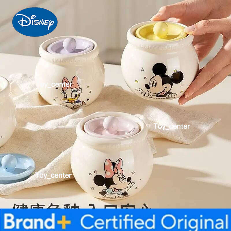 Disney Anime Mickey Mouse Ceramic Stew with Lid 470ml Decorative Homeware Soup Pot Stylish Design Holiday Gift H260205