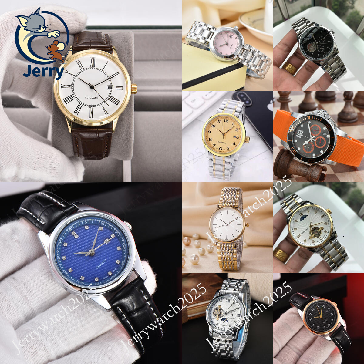 Brand New Men Longinely MASTER Series wristwatches Men's Automatic Mechanical watches women Luxury Watch Brown Dial Rose Gold Stainless Strap r6