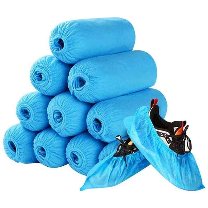 Disposable Non-Slip 100PCS Shoe Boot Covers Non-Woven Waterproof One Size Fits Most Carpet Indoors Garden Booties S260204 cf3