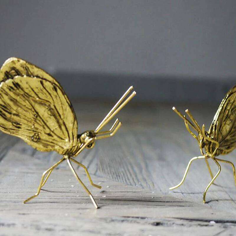 Decorative Metal Handicraft Copper Gold Ant Butterfly Ornament for Art Decor S260204