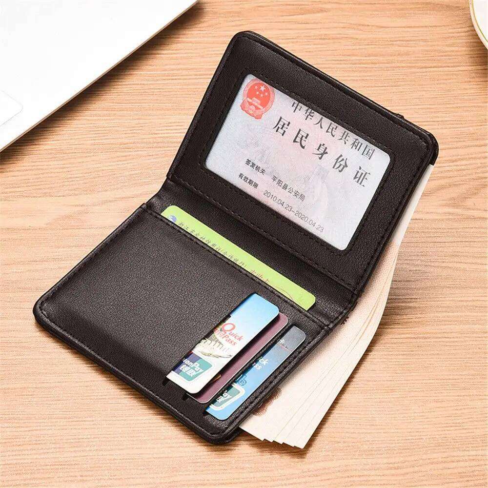 Bussiness Short Skin Wallets PU Leather Money Clips Thin Wallet For Men Purses ID Card Holder Fashion Z260205