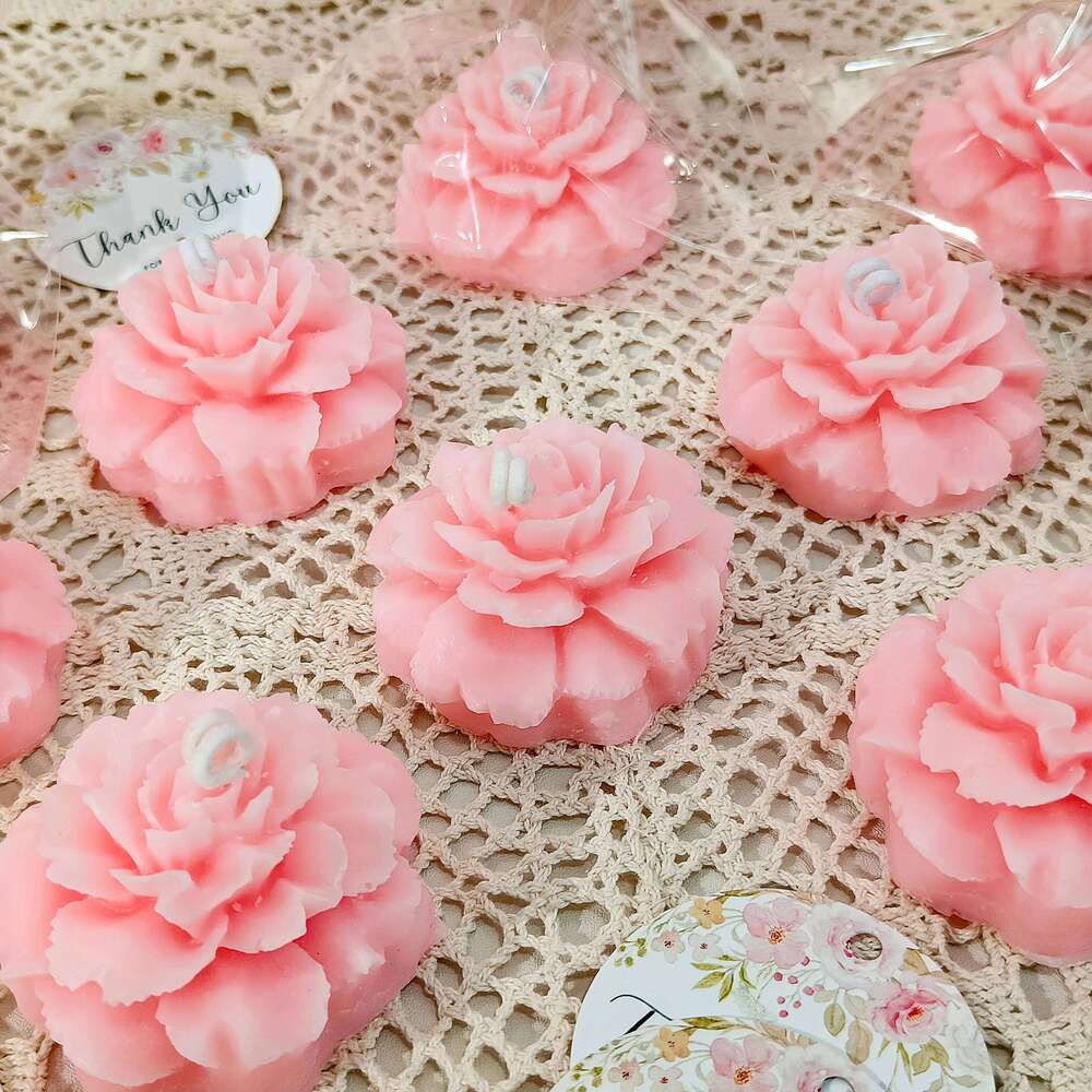 10sets Floral Rose Shaped Wax Candles, Decorative Candles for Wedding Favors, Party Decorations, Baby Showers, Bridal Parties S260204