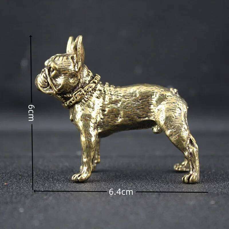 Brass Bulldog Statue Decor Desktop Ornament, Fighting Figure Home Decoration Sand Skin Dog Zodiac Ornament S260204